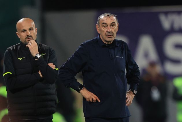 FLORENCE, ITALY - APRIL 13: Maurizio Sarri manager of SS Lazio looks on during the Serie A match between ACF Fiorentina and SS Lazio at Artemio Franchi on April 13, 2026 in Florence, Italy. (Photo by Gabriele Maltinti/Getty Images)