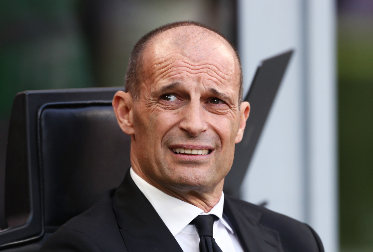 MILAN, ITALY - APRIL 11: Massimiliano Allegri, Head Coach of AC Milan, looks on prior to the Serie A match between AC Milan and Udinese Calcio at Giuseppe Meazza Stadium on April 11, 2026 in Milan, Italy. (Photo by Marco Luzzani/Getty Images)