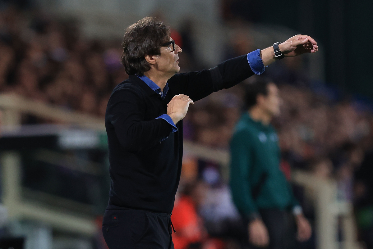 FLORENCE, ITALY - APRIL 16: Head coach Paolo Vanoli of ACF Fiorentina reacts during the UEFA Conference League 2025/26 Quarter-Final Leg Two match between ACF Fiorentina and Crystal Palace FC at Stadio Artemio Franchi on April 16, 2026 in Florence, Italy. (Photo by Gabriele Maltinti/Getty Images)
