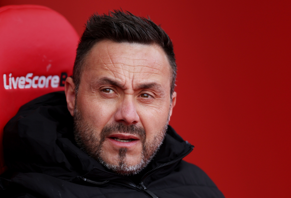 SUNDERLAND, ENGLAND - APRIL 12: Roberto De Zerbi, Manager of Tottenham Hotspur, looks on prior to the Premier League match between Sunderland and Tottenham Hotspur at Stadium of Light on April 12, 2026 in Sunderland, England. (Photo by George Wood/Getty Images)