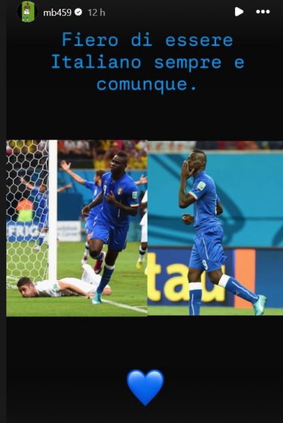 Balotelli's Instagram story after Bosnia-Herzegovina vs. Italy.
