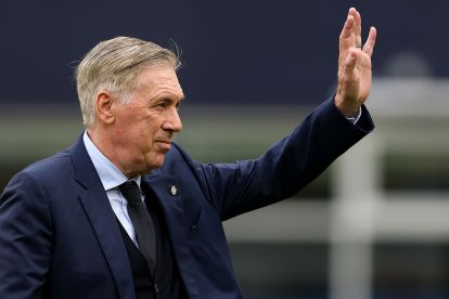 FOXBOROUGH, MASSACHUSETTS - MARCH 26: Brazil head coach Carlo Ancelotti waves before the international friendly match between Brazil and France at Gillette Stadium on March 26, 2026 in Foxborough, Massachusetts. (Photo by Maddie Meyer/Getty Images)