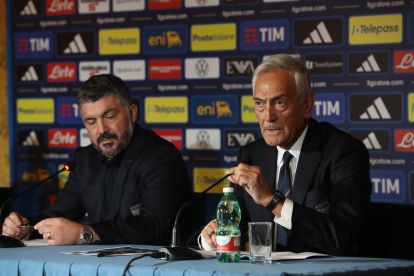 ROME, ITALY - JUNE 19: FIGC President Gabriele Gravina attends the press conference at Hotel Parco dei Principi on June 19, 2025 in Rome, Italy. (Photo by Paolo Bruno/Getty Images)