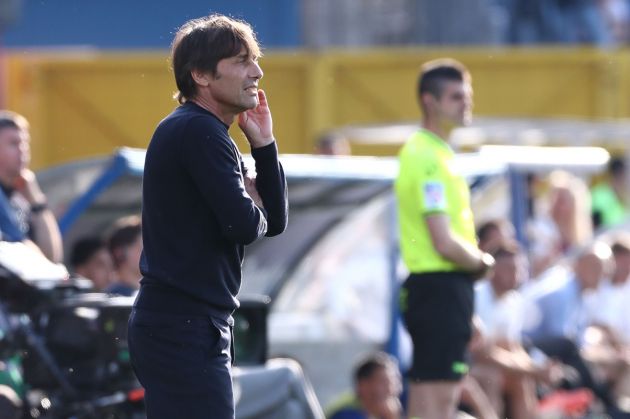 COMO, ITALY - MAY 02: SSC Napoli coach Antonio Conte looks on during the Serie A match between Como 1907 and SSC Napoli at Giuseppe Sinigaglia Stadium on May 02, 2026 in Como, Italy. (Photo by Marco Luzzani/Getty Images)
