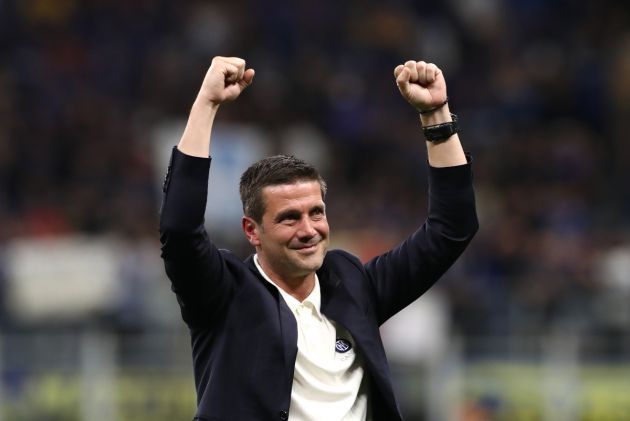 MILAN, ITALY - MAY 03: Cristian Chivu, Head Coach of FC Internazionale Milano, celebrates after being confirmed as Serie A champions following victory in the Serie A match between FC Internazionale and Parma Calcio 1913 at Giuseppe Meazza Stadium on May 03, 2026 in Milan, Italy. (Photo by Marco Luzzani/Getty Images)