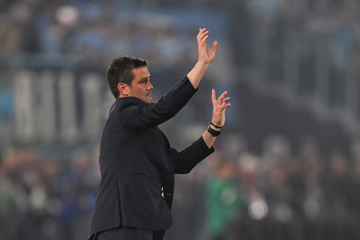 ROME, ITALY - MAY 13: Cristian Chivu, Head Coach of FC Internazionale Milano, reacts during the Coppa Italia Final match between SS Lazio and FC Internazionale at Stadio Olimpico on May 13, 2026 in Rome, Italy. (Photo by Tullio M. Puglia/Getty Images)
