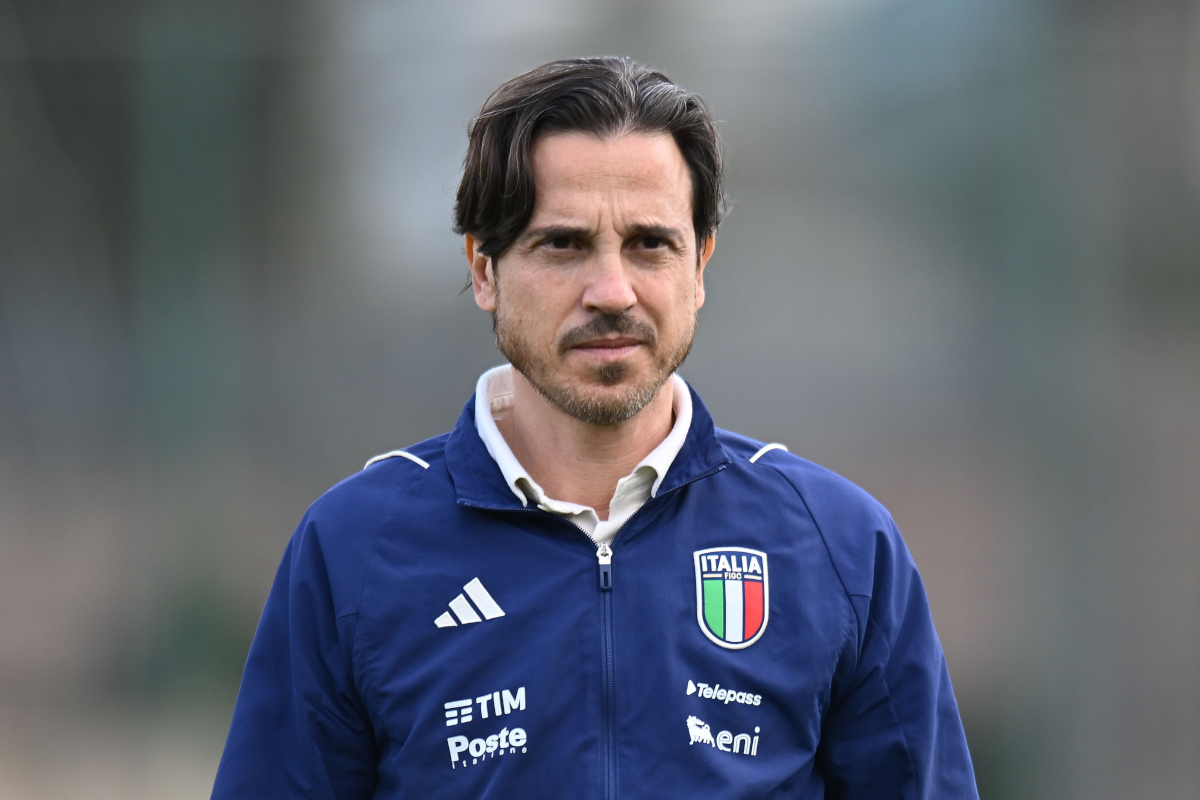 MERANO, ITALY - MARCH 21: Daniele Franceschini head coach of Italy U18 looks on during the International Friendly match between Italy U18 and AustriaU18 at Stadio Gianpiero Combi on March 21, 2024 in Merano, Italy. (Photo by Alessandro Sabattini/Getty Images)
