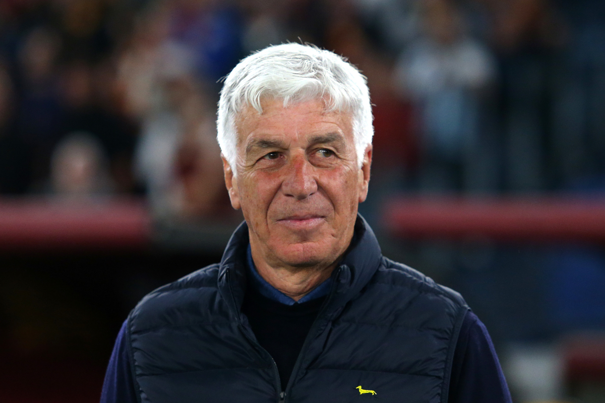 ROME, ITALY - MAY 04: Gian Piero Gasperini, Head Coach of AS Roma, looks on prior to the Serie A match between AS Roma and ACF Fiorentina at Stadio Olimpico on May 04, 2026 in Rome, Italy. (Photo by Paolo Bruno/Getty Images)