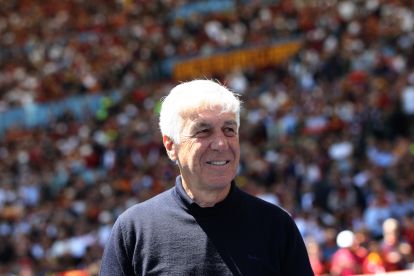 ROME, ITALY - MAY 17: AS Roma head coach Gian Piero Gasperini looks on during the Serie A match between AS Roma and SS Lazio at Stadio Olimpico on May 17, 2026 in Rome, Italy. (Photo by Paolo Bruno/Getty Images)