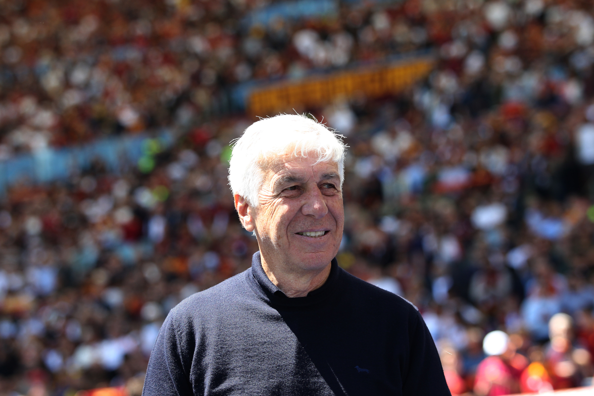 ROME, ITALY - MAY 17: AS Roma head coach Gian Piero Gasperini looks on during the Serie A match between AS Roma and SS Lazio at Stadio Olimpico on May 17, 2026 in Rome, Italy. (Photo by Paolo Bruno/Getty Images)
