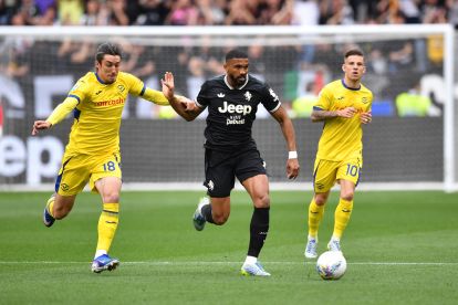 TURIN, ITALY - MAY 03: Bremer of Juventus FC is challenged by Kieron Tom Bowie of Hellas Verona FC during the Serie A match between Juventus FC and Hellas Verona FC at Allianz Stadium on May 3, 2026 in Turin, Italy. (Photo by Valerio Pennicino/Getty Images)