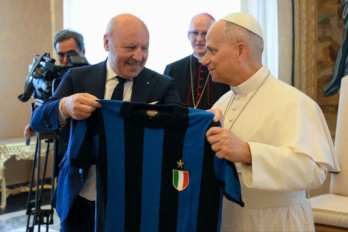 Inter President Giuseppe Marotta and Pope Leo (@inter)