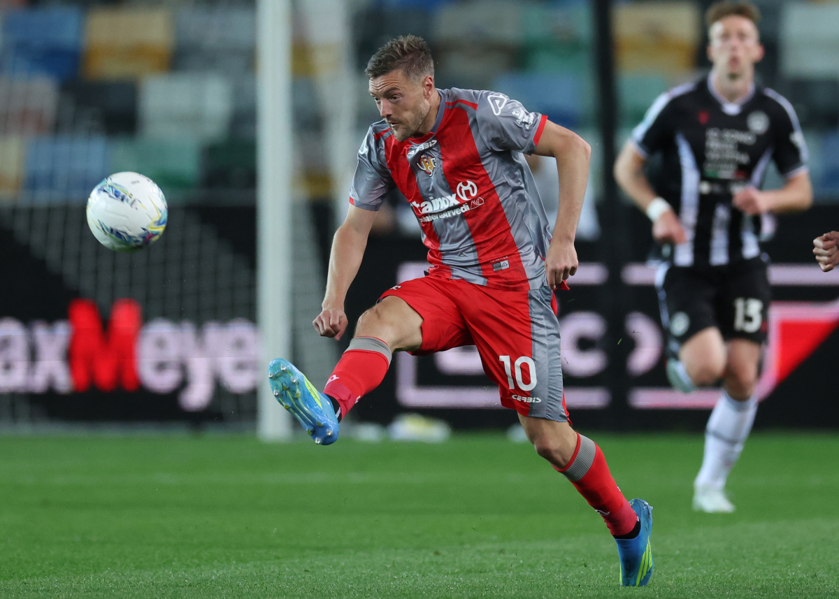 UDINE, ITALY - MAY 17: Jamie Vardy of Cremonese in action during the Serie A match between Udinese Calcio and US Cremonese at Stadio Friuli on May 17, 2026 in Udine, Italy. (Photo by Timothy Rogers/Getty Images)