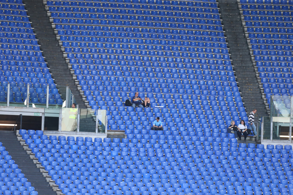 ROME, ITALY - MAY 23: A general view of Lazio fans inside the stadium, surrounded by empty seats due to a fan protest, before the Serie A match between SS Lazio and Pisa SC at Stadio Olimpico on May 23, 2026 in Rome, Italy. (Photo by Paolo Bruno/Getty Images)