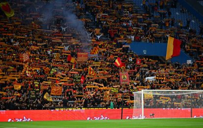 SASSUOLO, ITALY - MAY 17: Fans of US Lecce show their support prior to the Serie A match between US Sassuolo Calcio and US Lecce at Mapei Stadium Citta del Tricolore on May 17, 2026 in Sassuolo, Italy.