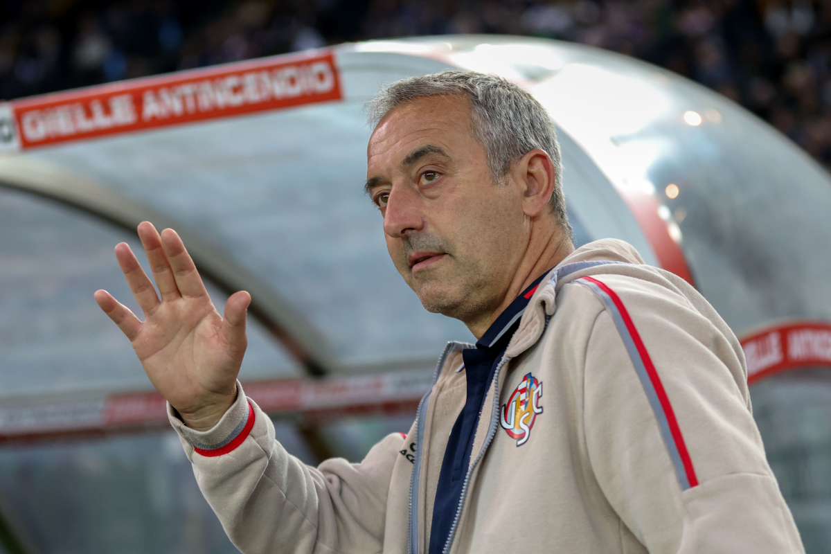 UDINE, ITALY - MAY 17: Cremonese manager Marco Giampaolo gestures during the Serie A match between Udinese Calcio and US Cremonese at Stadio Friuli on May 17, 2026 in Udine, Italy. (Photo by Timothy Rogers/Getty Images)