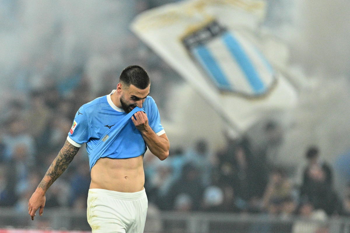 ROME, ITALY - MAY 13: Mario Gila of SS Lazio reacts during the Coppa Italia final match between SS Lazio and FC Internazionale at Stadio Olimpico on May 13, 2026 in Rome, Italy. (Photo by Marco Rosi - SS Lazio/Getty Images)