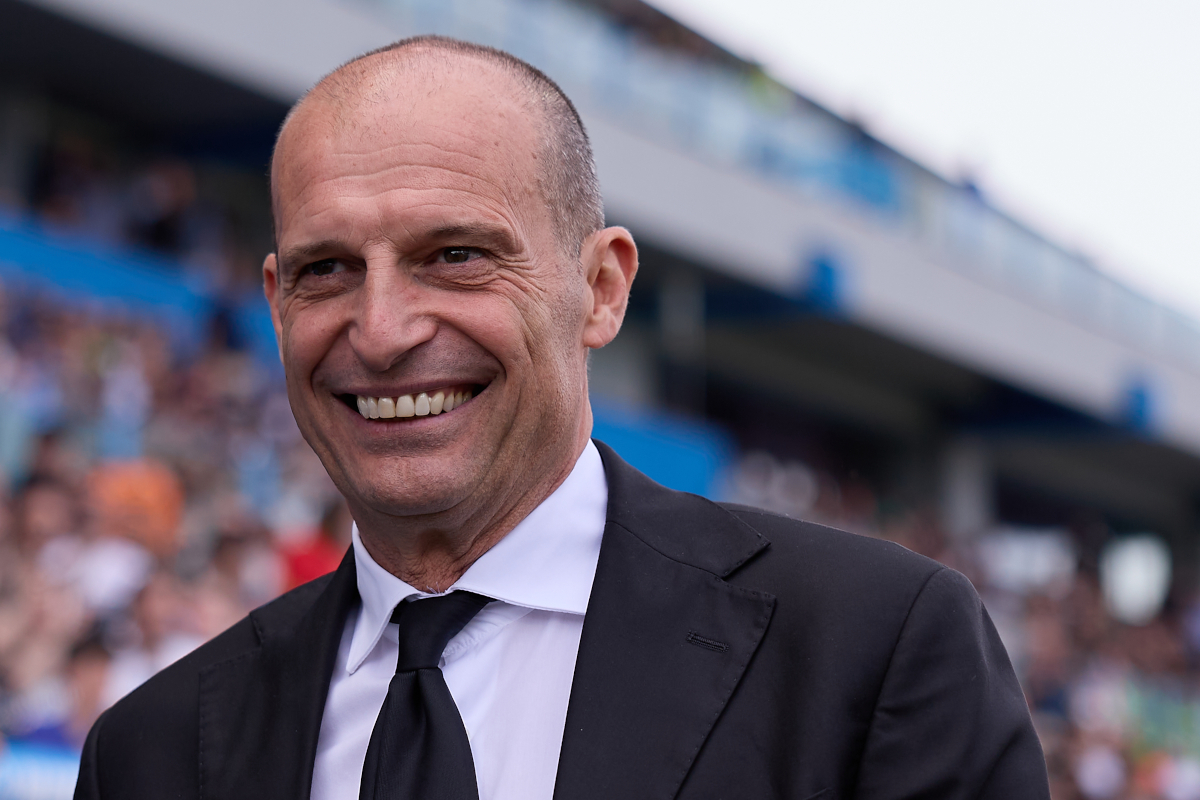 SASSUOLO, ITALY - MAY 03: Massimiliano Allegri, Head Coach of AC Milan looks on during the Serie A match between US Sassuolo Calcio and AC Milan at Mapei Stadium Citta del Tricolore on May 03, 2026 in Sassuolo, Italy. (Photo by Emmanuele Ciancaglini/Getty Images)
