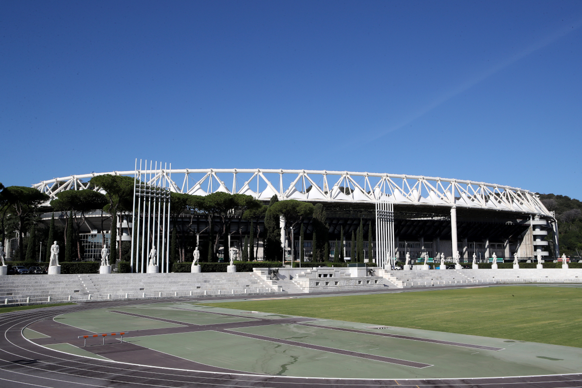 ROME, ITALY - SEPTEMBER 21: General view outside the stadium prior to the Serie A match between SS Lazio and AS Roma at Stadio Olimpico on September 21, 2025 in Rome, Italy. (Photo by Paolo Bruno/Getty Images)