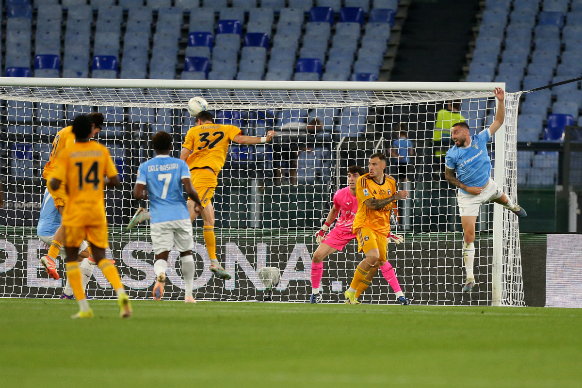 ROME, ITALY - MAY 23: Stefano Moreo of Pisa SC scores the opening goal during the Serie A match between SS Lazio and Pisa SC at Stadio Olimpico on May 23, 2026 in Rome, Italy. (Photo by Paolo Bruno/Getty Images)