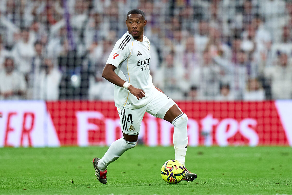 MADRID, SPAIN - MARCH 02: David Alaba of Real Madrid in action during the LaLiga EA Sports match between Real Madrid CF and Getafe CF at Estadio Santiago Bernabeu on March 02, 2026 in Madrid, Spain. (Photo by Angel Martinez/Getty Images) (Juventus links)