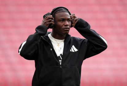 BILBAO, SPAIN - OCTOBER 22: Emmanuel Addai of Qarabag FK inspects the pitch prior to the UEFA Champions League 2025/26 League Phase MD3 match between Athletic Club and Qarabag FK at Estadio de San Mames on October 22, 2025 in Bilbao, Spain. (Photo by Juan Manuel Serrano Arce/Getty Images)