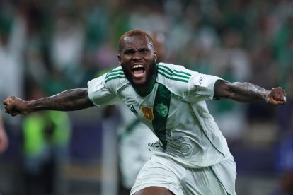 JEDDAH, SAUDI ARABIA - APRIL 25: Franck Kessie of Al Ahli celebrates after teammate Feras Al-Brikan (not pictured) scores his team's first goal during the AFC Champions League Elite Final match between Al Ahli and FC Machida Zelvia at King Abdullah Sports City on April 25, 2026 in Jeddah, Saudi Arabia.  (Photo by Yasser Bakhsh/Getty Images)