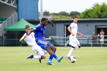 CAERNARFON, WALES - JUNE 29: Jamal Iddrissou of Italy scores his team's second goal during the UEFA European Under-19 Championship 2026 match between Italy and Serbia on June 29, 2026 in Caernarfon, Wales. (Photo by Jess Hornby/Getty Images)