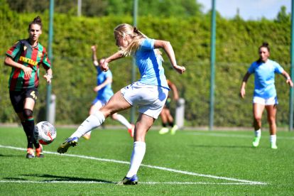 ROME, ITALY - MAY 05: Maja Eva Gothberg of SS Lazio women scores the opening goal during the Serie B match between SS Lazio women and Ternana women at the Formello sport centre on May 05, 2024 in Rome, Italy. (Photo by Marco Rosi - SS Lazio/Getty Images)