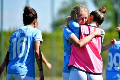 ROME, ITALY - MAY 05: Maja Eva Gothberg of SS Lazio women celebrate the opening goal with team mates during the Serie B match between SS Lazio women and Ternana women at the Formello sport centre on May 05, 2024 in Rome, Italy. (Photo by Marco Rosi - SS Lazio/Getty Images)