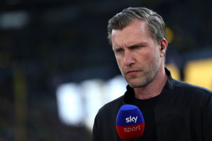 DORTMUND, GERMANY - MAY 08: Markus Krosche, Sporting Director of Eintracht Frankfurt speaks to the media prior to the Bundesliga match between Borussia Dortmund and Eintracht Frankfurt at Signal Iduna Park on May 08, 2026 in Dortmund, Germany. (Photo by Leon Kügeler/Getty Images) (Milan links)