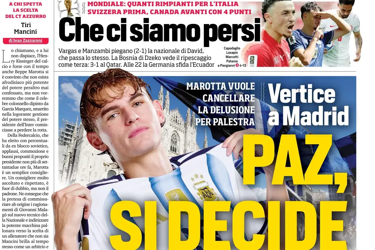 Today’s Papers: Italy require Maldini, Paz decision coming, Roma say no to 100m