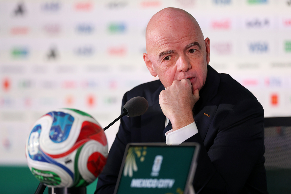 CIDADE DO MÉXICO, MÉXICO - 10 DE JUNHO: O presidente da FIFA, Gianni Infantino, fala à mídia durante a coletiva de imprensa de abertura da Copa do Mundo FIFA 2026 no Estádio da Cidade do México, em 10 de junho de 2026, na Cidade do México, México. (Foto de Carl Racine/Getty Images) (Itália)