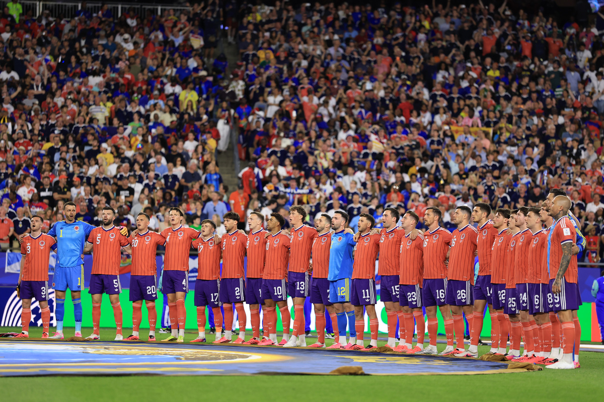 FOXBOROUGH, MASSACHUSETTS - 13 DE JUNHO: Jogadores da Escócia fazem fila para o hino nacional antes da partida do Grupo C da Copa do Mundo FIFA 2026 entre Haiti e Escócia em 13 de junho de 2026 em Foxborough, Massachusetts. (Foto de Buda Mendes/Getty Images)