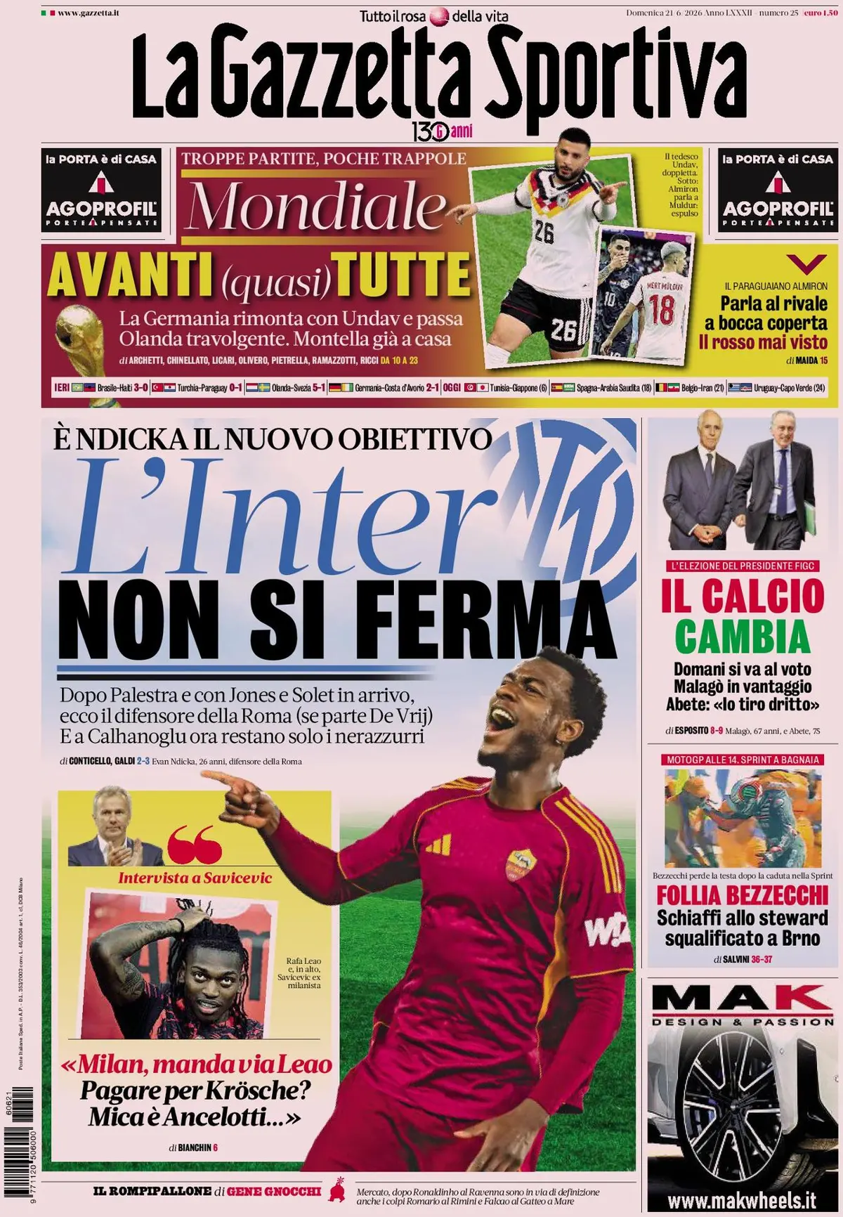 Today’s Papers: Paz dream possible, Inter don’t stop, too many World Cup games