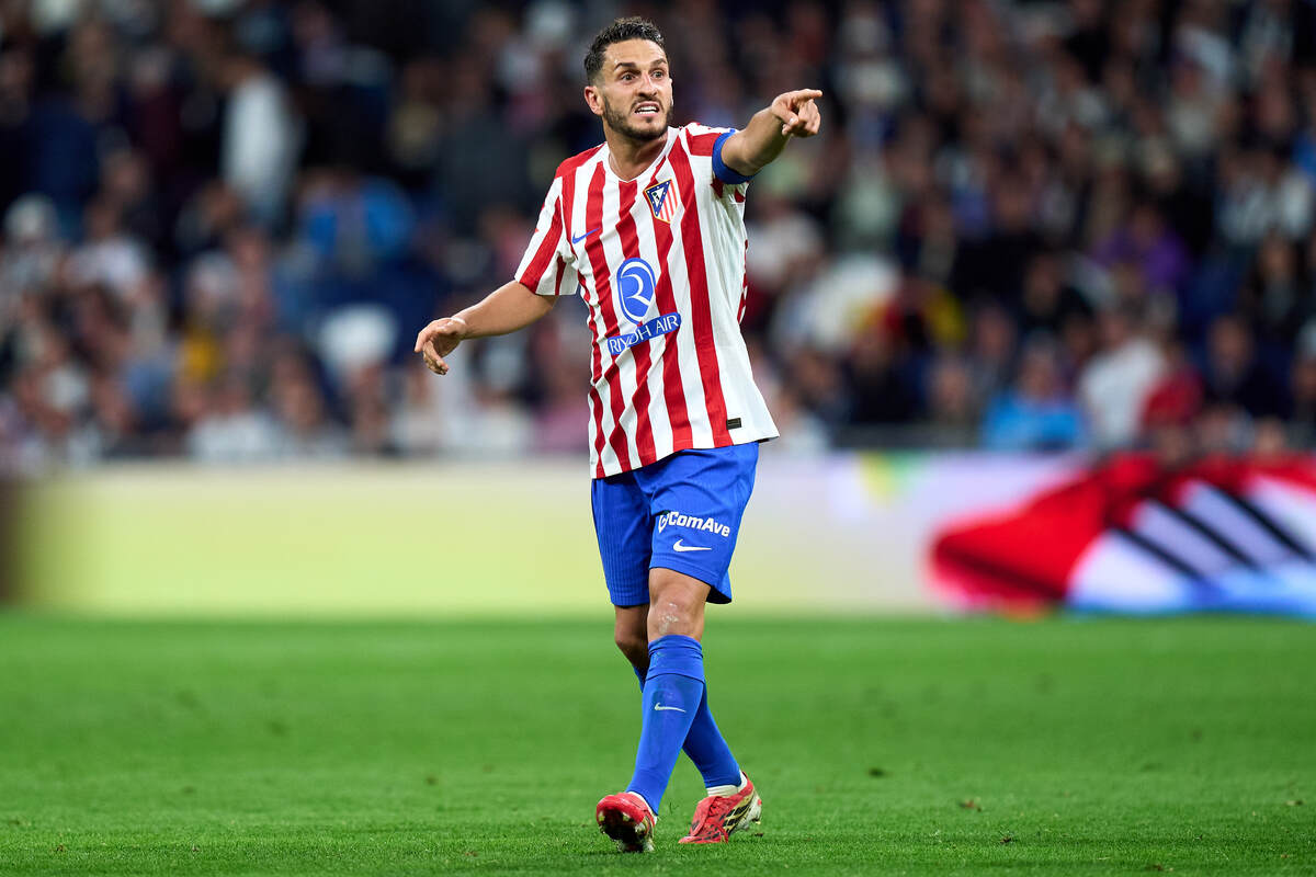 MADRID, ESPANHA - 22 DE MARÇO: Koke do Atlético de Madrid gesticula durante a partida esportiva La Liga EA entre Real Madrid CF e Atlético de Madrid no Estádio Santiago Bernabeu em 22 de março de 2026 em Madrid, Espanha. (Foto de Angel Martinez/Getty Images)