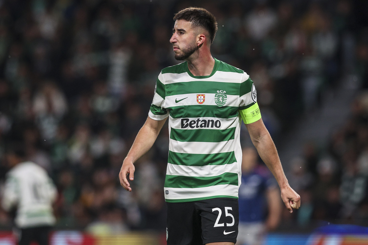 LISBOA, PORTUGAL - 7 DE ABRIL: Gonçalo Inácio do Sporting CP durante o jogo da primeira mão dos quartos-de-final da UEFA Champions League 2025/26 entre o Sporting Clube de Portugal e o Arsenal FC no Estádio José Alvalade, Lisboa, 2026. (Foto de Carlos Rodriguez/Getty Images)
