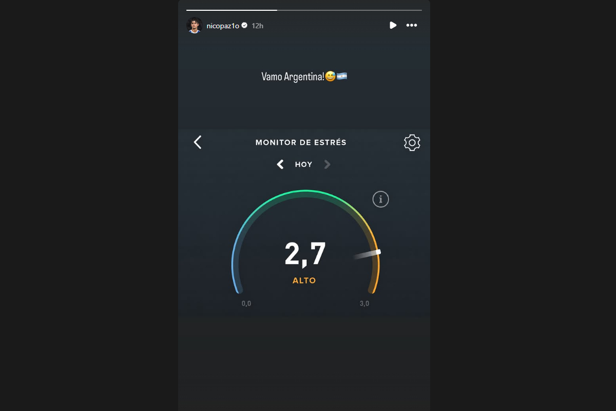 Nico Paz mostra monitor de alto estresse durante Argentina 3-1 Suíça
