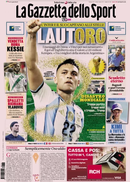 Golden Lautaro and Roma’s ‘revenge’ headline Italian papers