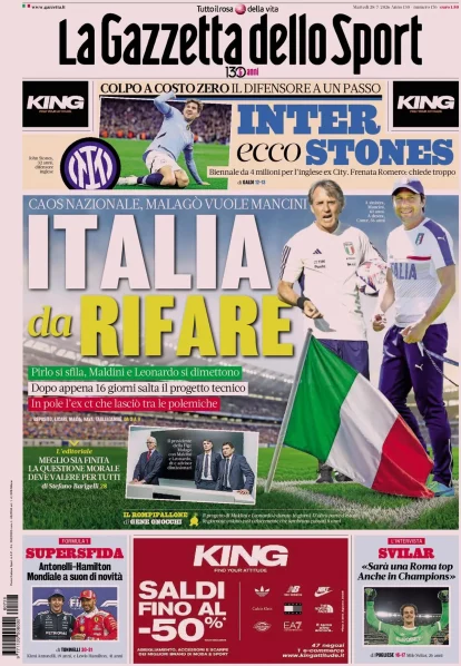 Gossip and turmoil in Italy as Maldini departs and Stones nears Inter