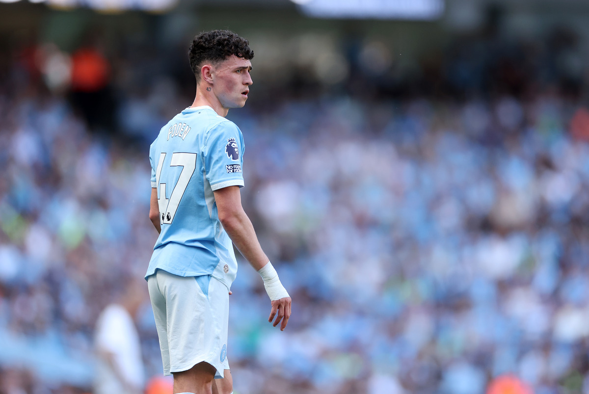 MANCHESTER, INGLATERRA - 24 DE MAIO: Phil Foden do Manchester City durante a partida da Premier League entre Manchester City e Aston Villa no Etihad Stadium em 24 de maio de 2026 em Manchester, Inglaterra. (Foto de Dan Mullan/Getty Images)