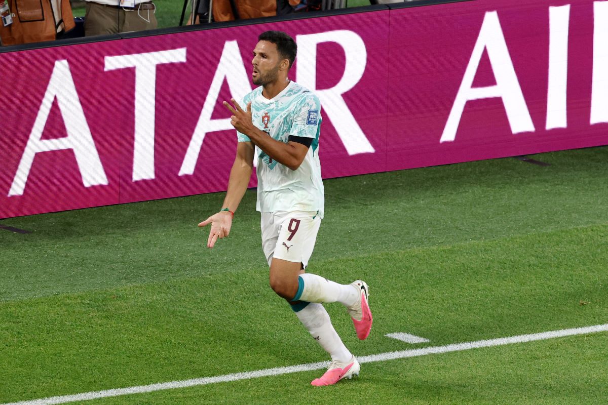 TORONTO, ONTÁRIO - 02 DE JULHO: Gonçalo Ramos # 9 de Portugal comemora o segundo gol de sua equipe durante a partida das oitavas de final da Copa do Mundo FIFA 2026 entre Portugal e Croácia no Estádio de Toronto em 02 de julho de 2026 em Toronto, Ontário. (Foto de Mattia Ozbot/Getty Images)