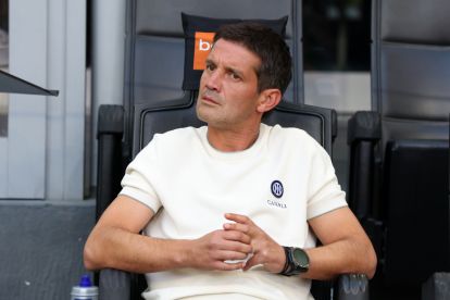 MILAN, ITALY - AUGUST 22: Cristian Chivu, Head Coach of Internazionale looks on before the Serie A match between FC Internazionale and AC Monza at Stadio Giuseppe Meazza on August 22, 2026 in Milan, Italy. (Photo by Claudio Villa/Getty Images)