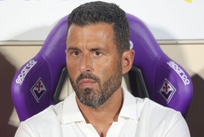 FLORENCE, ITALY - AUGUST 14: Head coach Fabio Grosso manager of ACF Fiorentina looks on during of the Coppa Italia match between of ACF Fiorentina and Benevento Calcio at Artemio Franchi on August 14, 2026 in Florence, Italy. (Photo by Gabriele Maltinti/Getty Images)