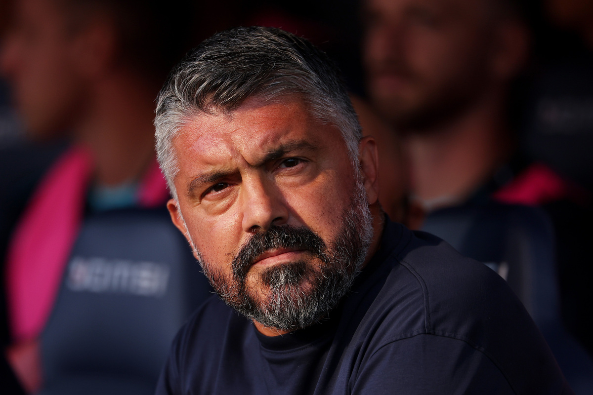 BOLOGNA, ITALY - AUGUST 24: Gennaro Gattuso, Head Coach of Lazio, looks on before the Serie A match between Bologna FC and SS Lazio at Stadio Renato Dall'Ara on August 24, 2026 in Bologna, Italy. (Photo by Emmanuele Ciancaglini/Getty Images)