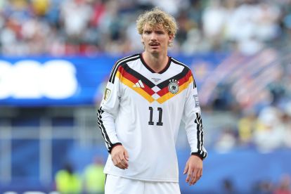 FOXBOROUGH, MASSACHUSETTS - JUNE 29: Nick Woltemade #17 of Germany looks on during the FIFA World Cup 2026 Round Of 32 match between Germany and Paraguay at Boston Stadium on June 29, 2026 in Foxborough, Massachusetts. (Photo by Alexander Hassenstein/Getty Images)