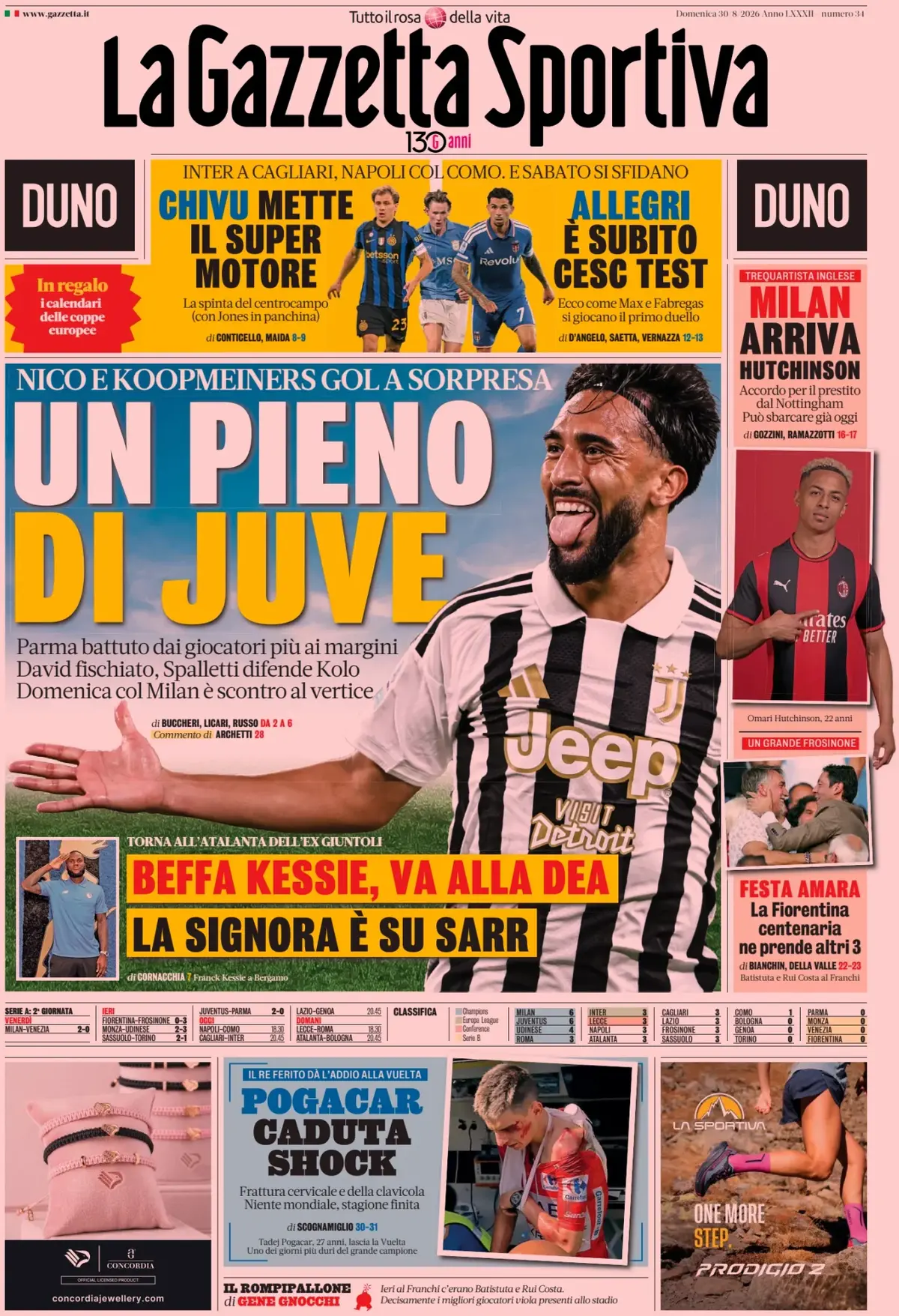 Today’s Papers: Juventus’s unwanted stars win it, Fiorentina’s anniversary nightmare