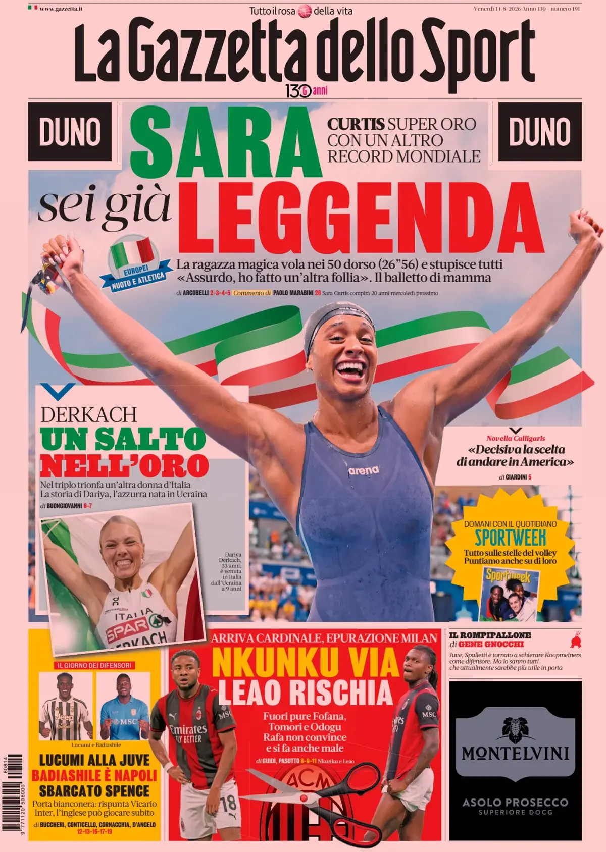 Juventus and Italian sport highlights dominate today’s papers