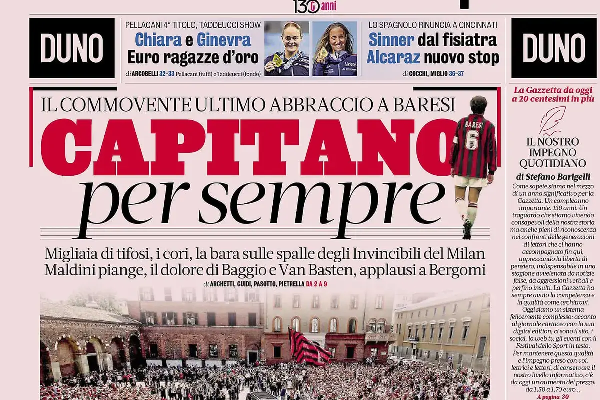 Today’s Papers: Baresi funeral, Inter reserve Romero, Bournemouth 10-1 Genoa