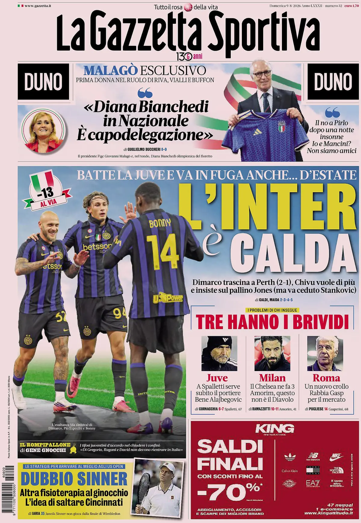 Inter beat Juventus as Milan and Roma slump, according to today’s Italian papers